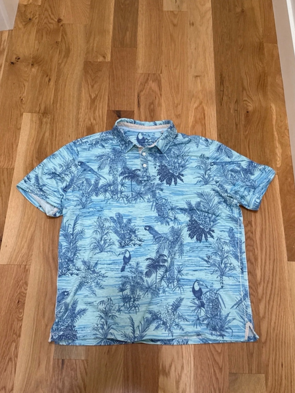 Tommy Bahama Men’s Blue Tropical Print Polo Shirt